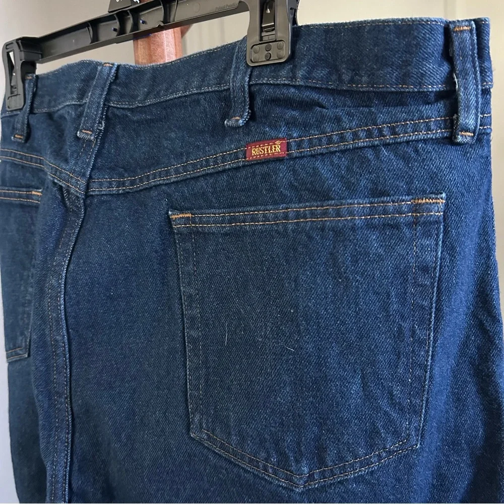 Men’s Rustler Dark Wash Denim Regular Fit Jeans Size 42x32 |C65 - Picture 12 of 12